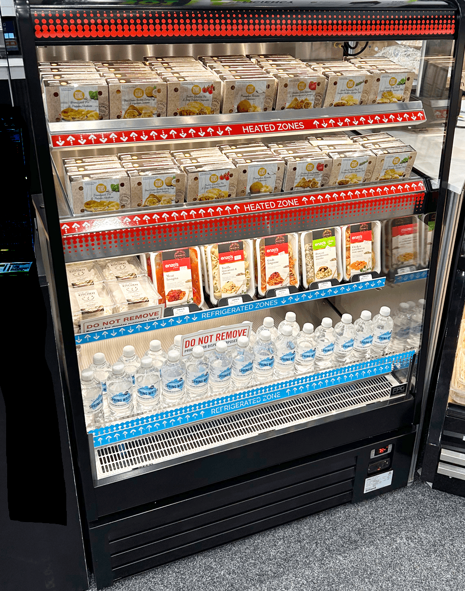 Heated and refrigerated - dual zone food and drink display cabinets